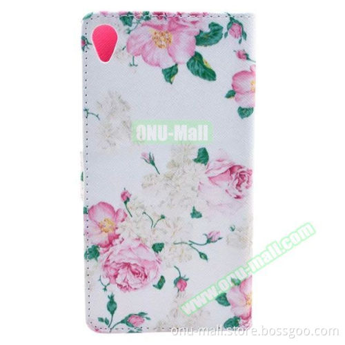 3D Color Printing Craft Cross Texture Wallet Leather Case Flip Cover for Sony Xperia Z3